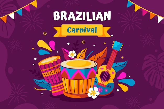 Flat background for brazilian carnival celebration