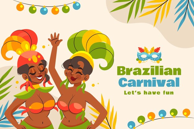 Flat background for brazilian carnival celebration