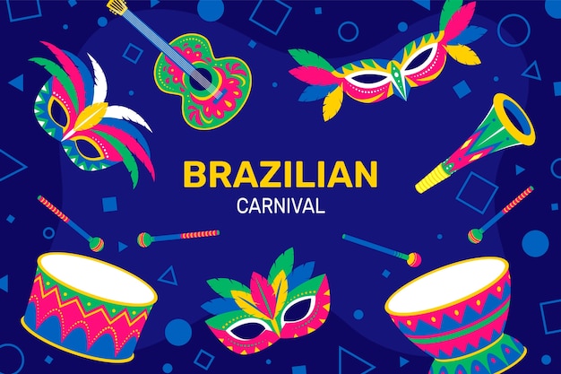 Flat background for brazilian carnival celebration