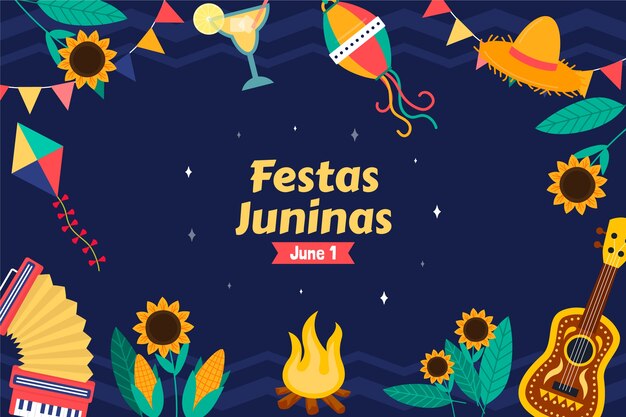 Free vector flat background for brazilian festas juninas celebration