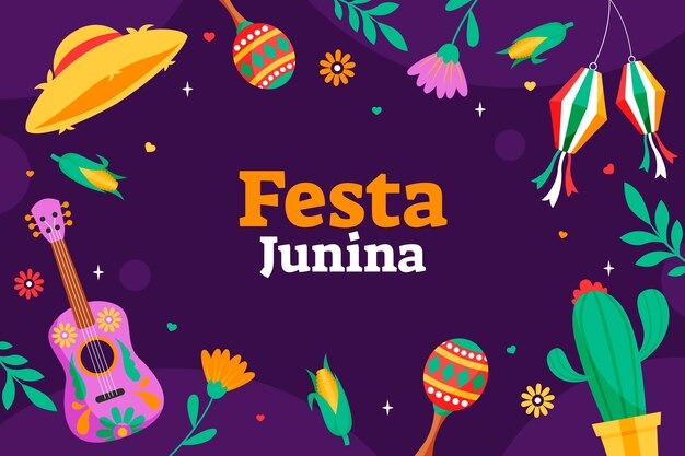 Flat background for brazilian festas juninas celebration