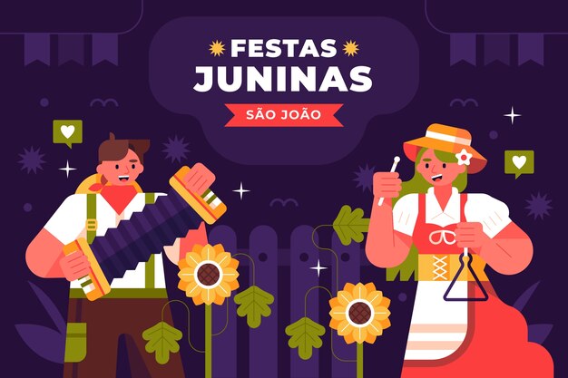Flat background for brazilian festas juninas celebration