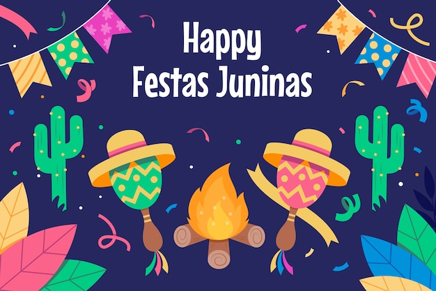 Free vector flat background for brazilian festas juninas celebration