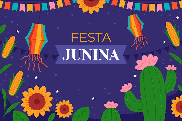 Плоский фон для празднования бразильских фестивалей festas juninas