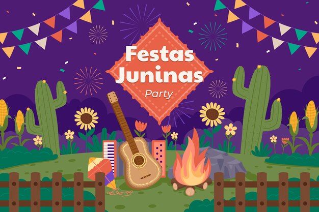 flat background for brazilian festas juninas celebration