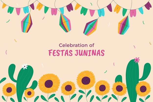 Flat background for brazilian festas juninas celebration