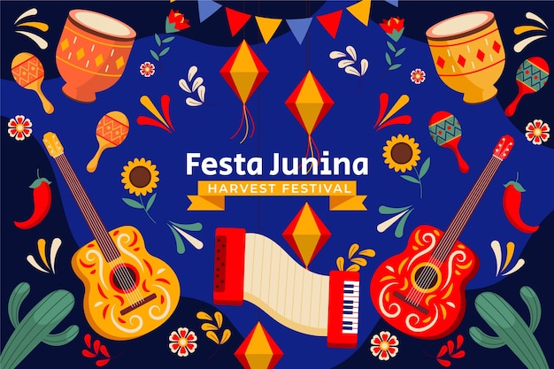Flat background for brazilian festas juninas celebration