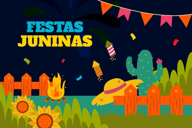 Free vector flat background for brazilian festas juninas celebration