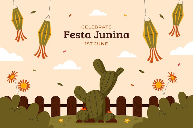 Free vector flat background for brazilian festas juninas celebration