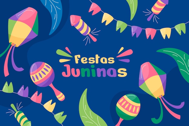 Free vector flat background for brazilian festas juninas celebrations