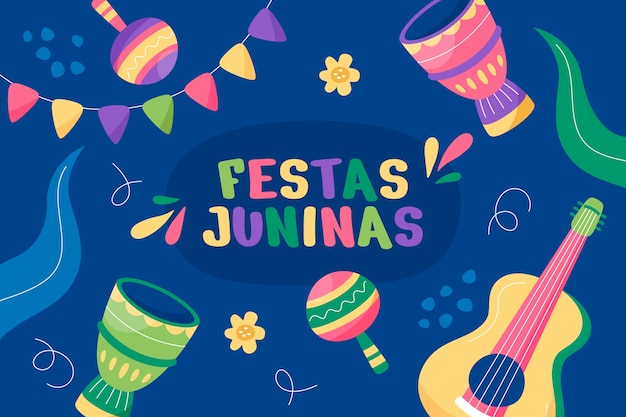 Vettore gratuito sfondo piatto per le celebrazioni brasiliane di festas juninas