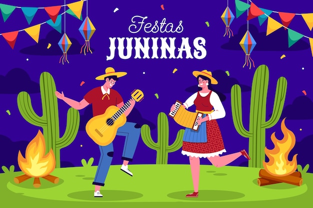Free vector flat background for brazilian festas juninas celebrations
