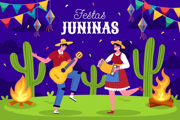 브라질 festas juninas 행사에 대한 평면 배경