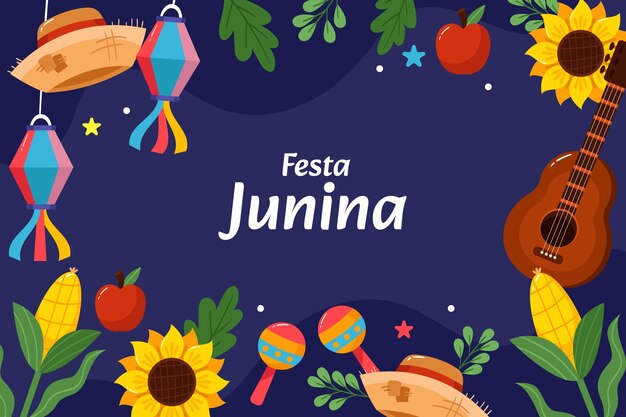 Flat background for brazilian festas juninas celebrations