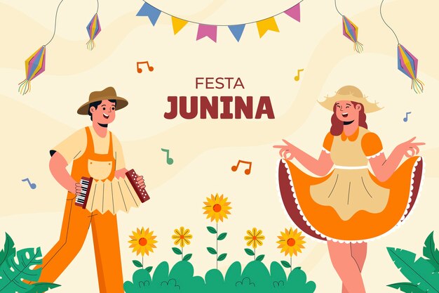 브라질 festas juninas 행사에 대한 평면 배경