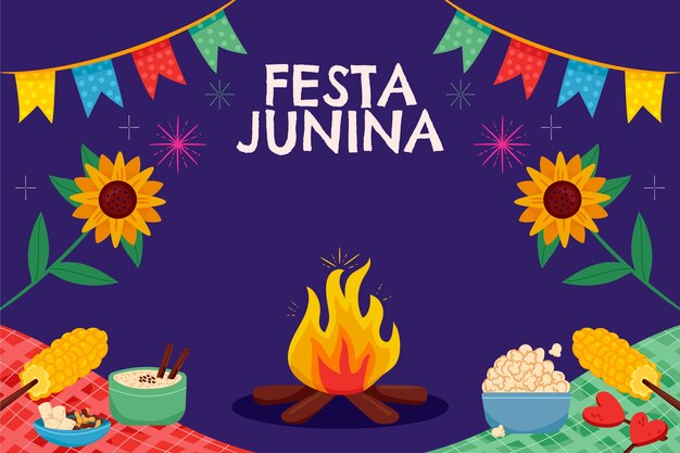 Flat background for brazilian festas juninas celebrations