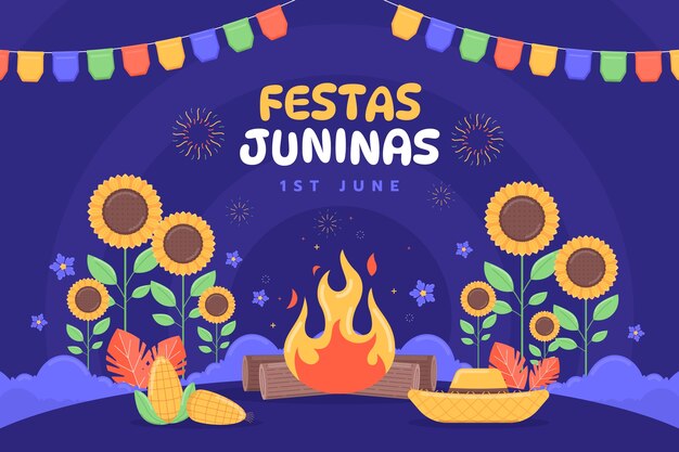 브라질 festas juninas 행사에 대한 평면 배경