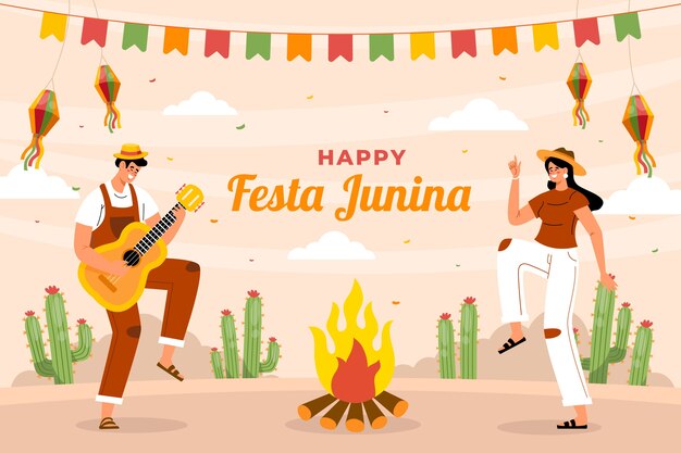 Free vector flat background for brazilian festas juninas celebrations