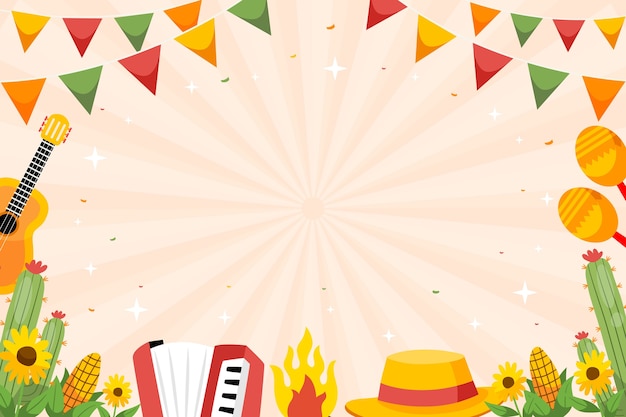 Free vector flat background for brazilian festas juninas celebrations