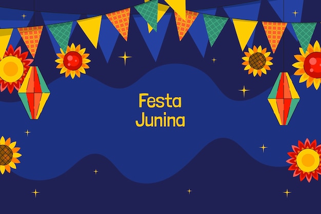 Flat background for brazilian festas juninas celebrations