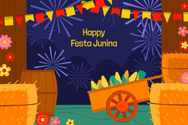 Flat background for brazilian festas juninas celebrations
