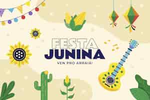 Vettore gratuito sfondo piatto per le celebrazioni brasiliane di festas juninas