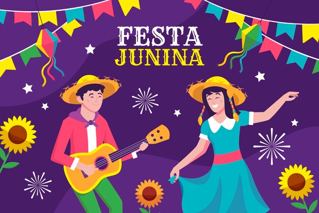Flat background for brazilian festas juninas celebrations