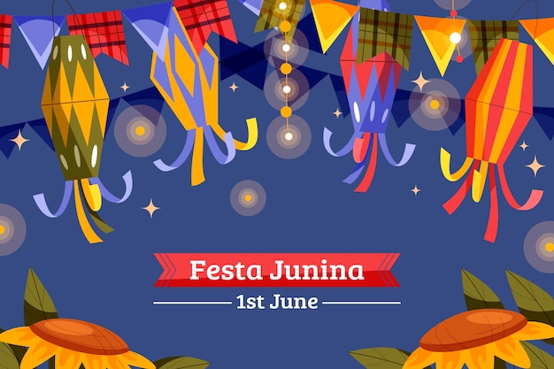 Free vector flat background for brazilian festas juninas celebrations