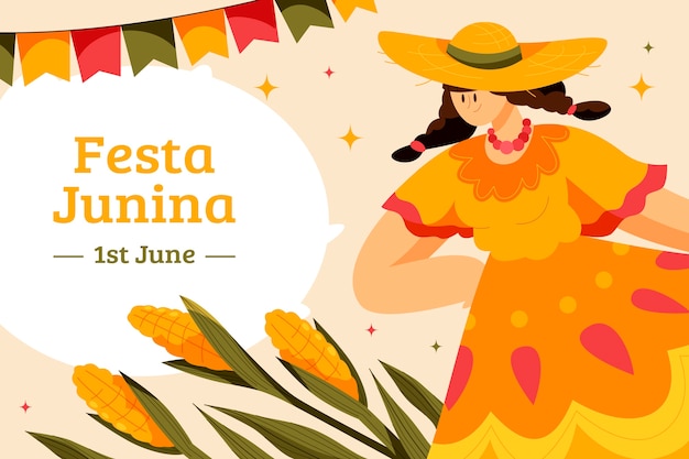 Free vector flat background for brazilian festas juninas celebrations