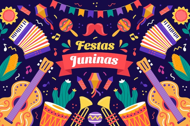 Free vector flat background for brazilian festas juninas celebrations