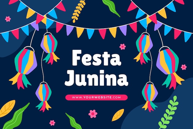 Flat background for brazilian festas juninas celebrations