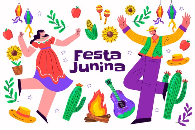 Flat background for brazilian festas juninas celebrations