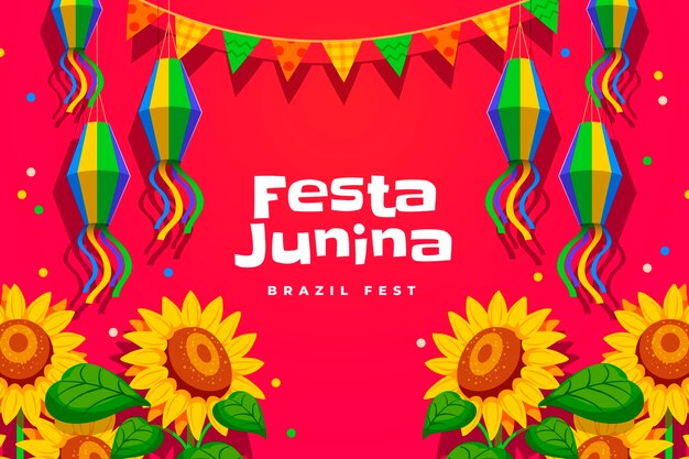 브라질 festas juninas 행사에 대한 평면 배경