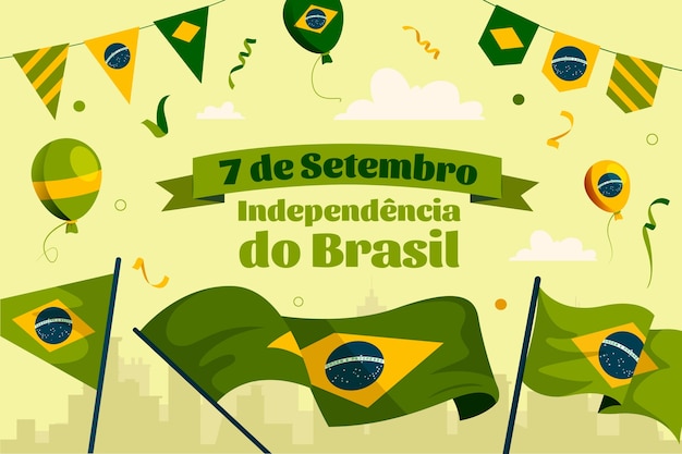 Flat background for brazilian independence day celebration