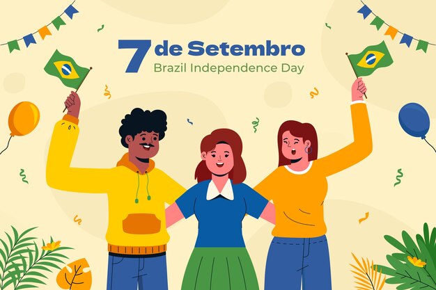 Flat background for brazilian independence day celebration