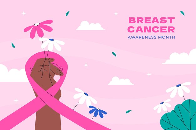 Flat background for breast cancer awareness month