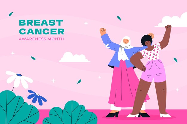 Flat background for breast cancer awareness month