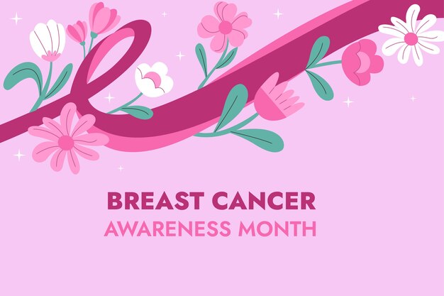 Free vector flat background for breast cancer awareness month