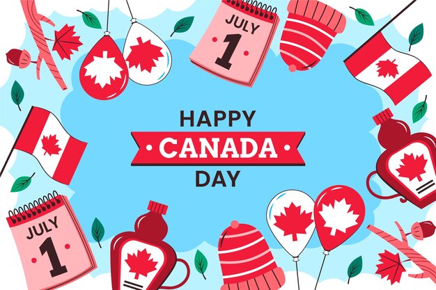 Free vector flat background for canada day celebration