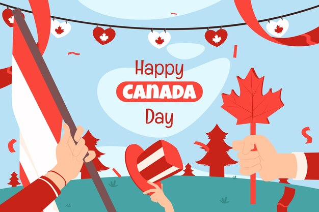Flat background for canada day celebration