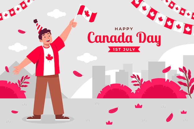 Free vector flat background for canada day celebration