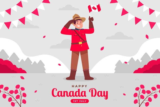 Free vector flat background for canada day celebration