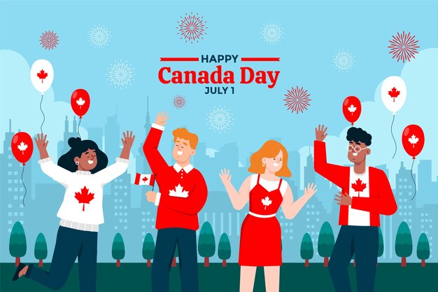 Плоский фон для празднования дня канады