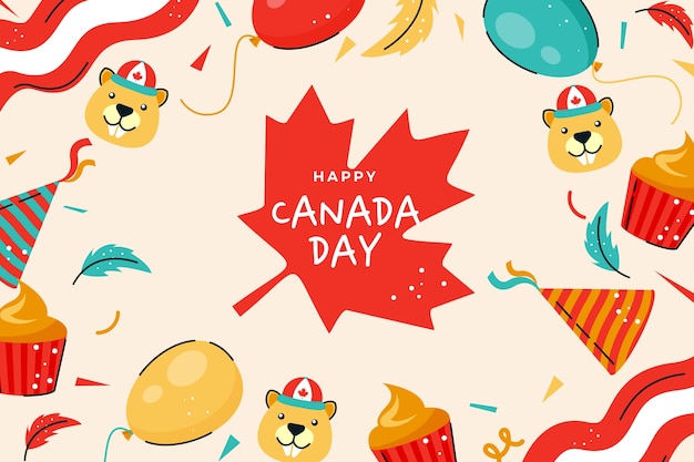 Free vector flat background for canada day celebration