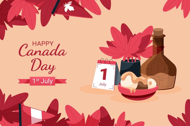 Free vector flat background for canada day celebration