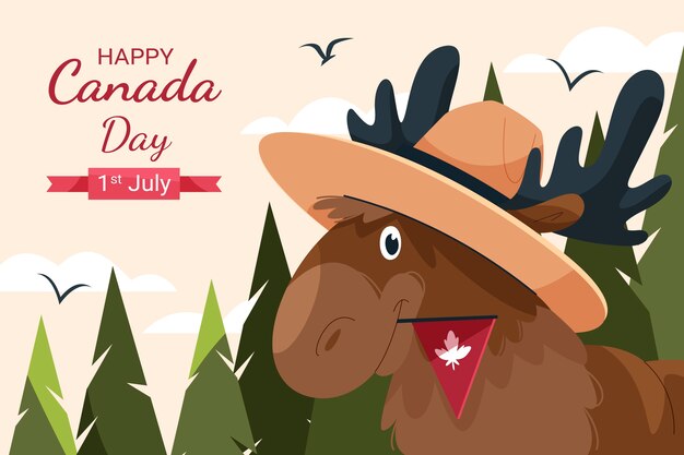 Flat background for canada day celebration