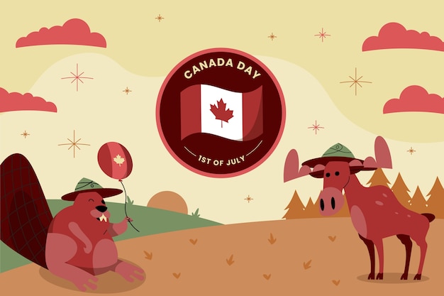 Free vector flat background for canada day celebration