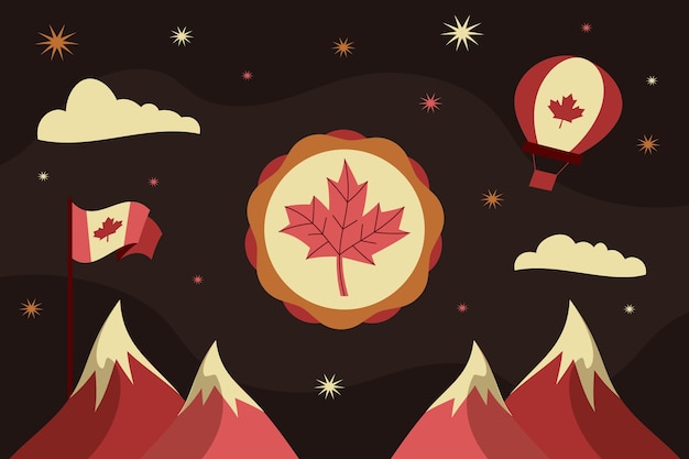 カナダデーのお祝いのためのフラット背景