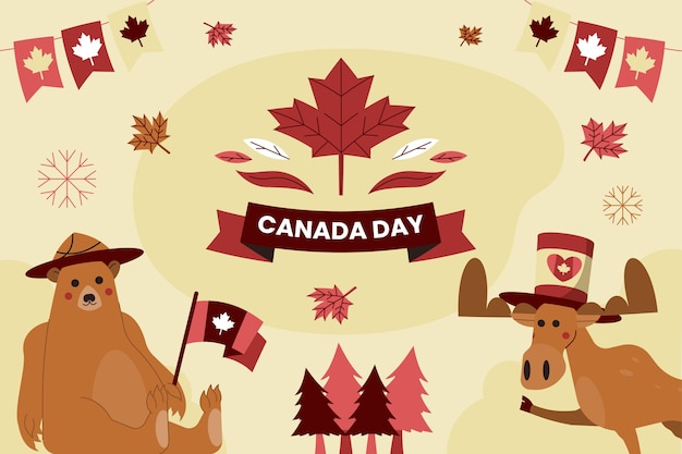 Free vector flat background for canada day celebration