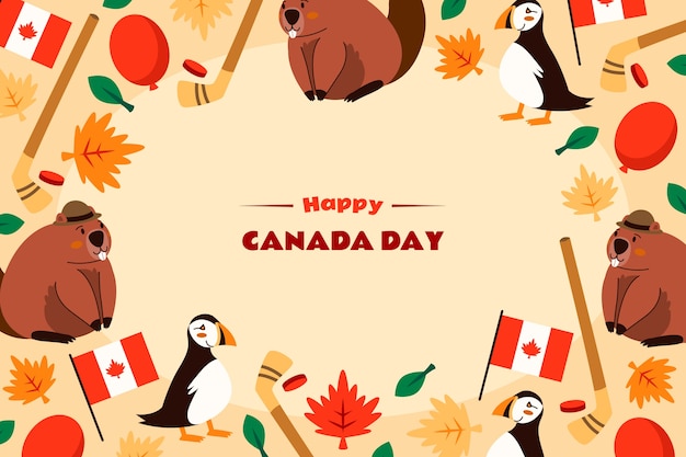 Flat background for canada day celebration